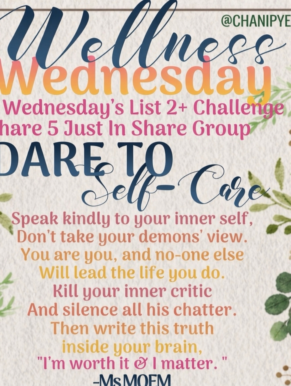 9/9 WELLNESS WEDN🌺ESDAY Just In Challenge Share Group is OPEN!!!